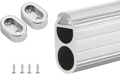 Garderobenstangenhalterung, oval, rutschfest, mit Schrauben, robuster Schrankstangenhalter aus Aluminiumlegierung, platzsparende Schrankstange für Kleiderschränke, Waschküche (Größe: Länge 0,7 m/27,5)