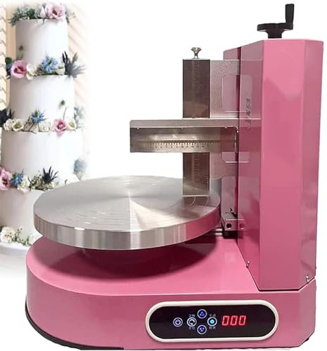 URJWAN Automatic Cake Smoother Polisher, Birthday Cake Icing Machine Automatic Decorating Cake, 304 Stainless Steel Scraper, Small Size, Easy to Use,Pink