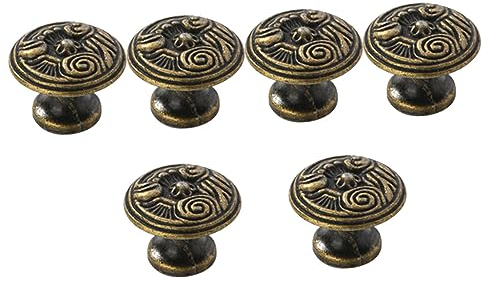 WOONEKY Vintage Möbelknopf aus Zinklegierung, 6 Stück, Braunton