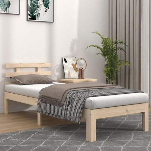 Keyroto Massivholzbett 100x200 cm,Holzbett, Bett Holz, Bett, Familienbett, Bettgestell