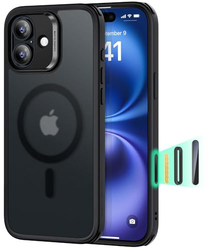 ESR för iPhone 16-fodral, kompatibel med MagSafe, Shockof Militär kvalitet, magnetiskt telefonfodral för iPhone 16, klassiskt hybridfodral (HaloLock), frostat svart