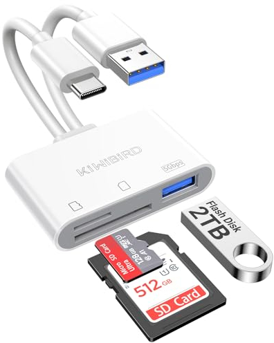KiWiBiRD adattatore scheda SD per PC, lettore schede SD USB C, USBC card reader per MicroSD SDHC SDXC TF compatibile con Mac MacBook Air, iPhone 16 15 Plus Pro Max, Galaxy S25 S24 Android
