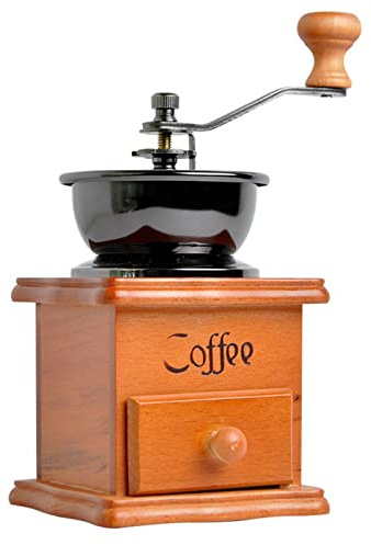Macinacaffè manuale retrò - Macinacaffè in legno in stile vintage - Macinacaffè a mano rullo macinacaffè classico macinacaffè a manovella per caffè a goccia stampa francese
