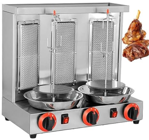 Barbecue vertical commercial, brochette de barbecue à gaz à rotation automatique à 360 °, four de cuisson à kebab en acier inoxydable avec température de 50 à 300 ℃, for les fêtes de cuisine de restau