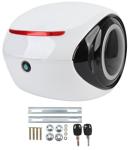 Xiuganpo Universal-Motorrad-Topcase, 32L Motorradtransportkoffer mit abnehmbarem Baumwollfutter, Rückenlehne für Beifahrer, Motorrad Heckklappe für Elektrofahrrad Roller (White)