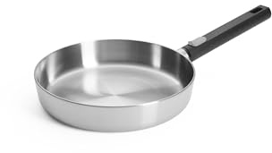 Woll – Logic Steel Flachpfanne Ø 24 cm Edelstahl, 5 cm hoch – Induktion – PFAS-freie Bratpfanne mit abnehmbarem Stiel – Antihaft Pfanne für alle Herdarten – backofenfest & langlebig