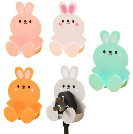 - Organizzatore plug – 5 ganci per cartoni animati – tipo di colla senza colla, gancio elettrico, spina di alimentazione, gancio di ricarica per cellulare, gancio multifunzione v
