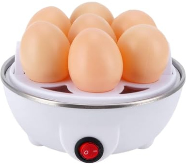 Fangxuee Cocedor de Huevos Eléctrico, para Huevos Blandos, Medios o Duros, de una Sola Capa, Vaporizador de Huevos con Enchufe Europeo. EU Plug