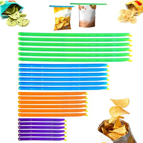 24 Pezzi Alimentari Tenuta Clip Sacchetti, Clips di Sigillamento, Clip per Sigillare, Bag Sealer Sticks, Bastoncini Sigillanti per Sacchetti, Clip di Tenuta da 12,5/18,5/22,5/28,5 cm