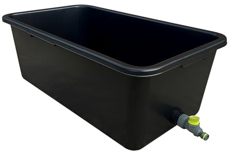 Dog Bath Tub 80L With Drain Plug - Large Rectangular Plastic Pet Bath Container With Quick Connect Valve for Easy Water Drainage - Durable Wash Tub For Dogs, Grooming, Cleaning and Outdoor Use