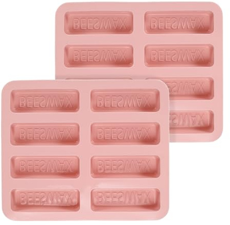 sourcing map Beeswax Candle Mould, 8 Grids Beeswax Bar Mould Makes 8 x 2.8oz Reusable Easy Release Bees Wax Module for Wax Candle Making Butter Candy Chocolate Pink 2Pcs