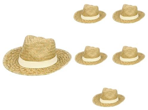 Boland - Sombrero de paja Summer para adultos, juego de 6 unidades, sombrero para disfraces, carnaval y fiestas temáticas, tocado