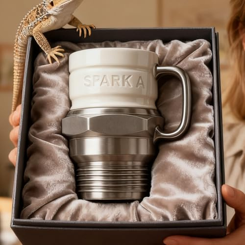 Spark Plug Mug, Engine Spark Plug Design, Novelty Coffee Mug, 12 Oz Engine SparkPlug Cofee Mugs With Heat-Insulated Handle, Creatives Ceramic Automotive Coffee Cup For Men, Husband, Dad, Coworker