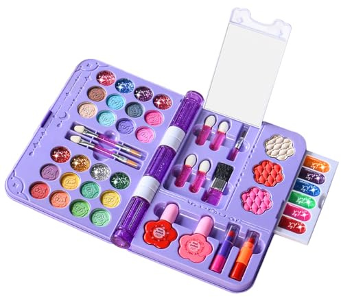 Gioco Di Trucco Per Ragazze,Giocattolo Cosmetico Educativo e Lavabile,Kit Cosmetici - per Bambini Adolescenti Compleanno Festa di Costumi Vacanza Attività Interne Opere