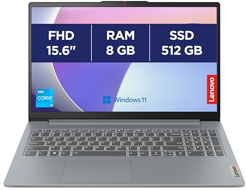 Lenovo IdeaPad Slim 3 15IRU8 - Ordinateur Portable 15.6'' FHD (Intel Core i3-1315U, RAM 8Go, SSD 512Go, Intel UHD Graphique Intégrée, Windows 11 Home) Clavier AZERTY Français - Gris