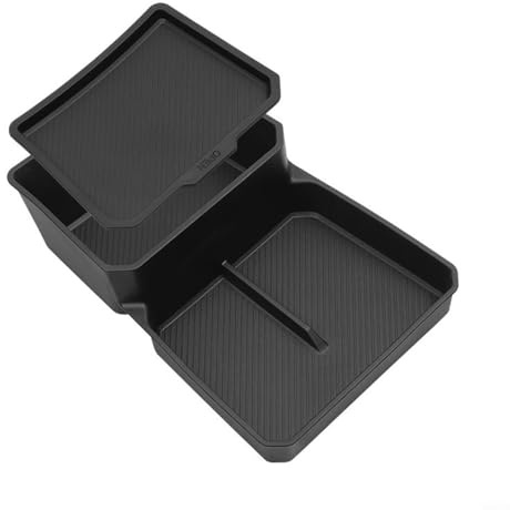 HEIBTENY Caja de almacenamiento inferior de consola central para Kia EV3 2024-2025, bandeja organizadora de TPE impermeable con compartimentos de doble capa para accesorios interiores de automóvil