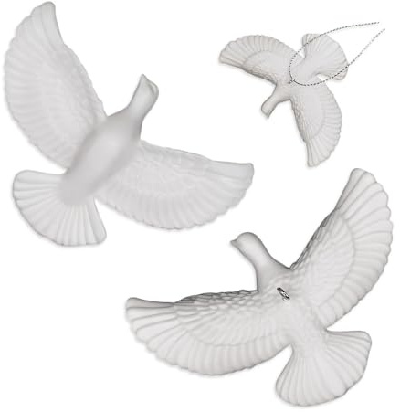 HMCEY 2 Stück Turteltauben Anhänger,Christmas Turtle Tauben Deko Hochzeit,Friedenstauben Deko,Weihnachts Hängedekoration,Tauben Figuren Weiß,Taube Vogel für Thanksgiving,Büro, Zuhause, Geburtstag