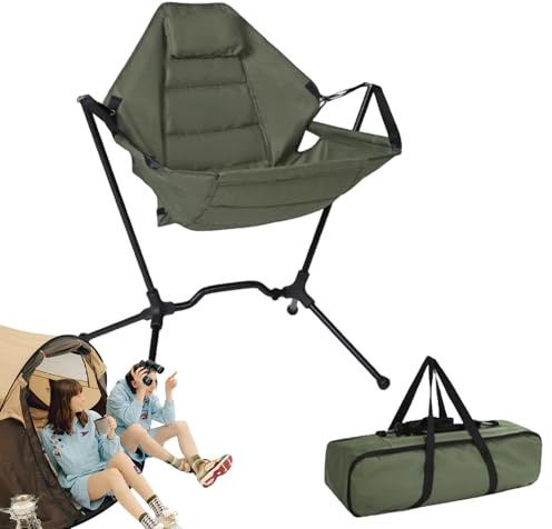 Frfik Silla de Campamento | Taburete oscilante de Soporte ergonómico Resistente - Plegable - para Picnic, salón, Patio, césped, Playa, Patio Trasero