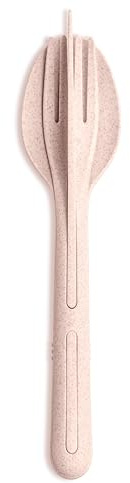 Koziol KLIKK - Set di posate da 3 pezzi, cucchiaio, forchetta, coltello, da viaggio, a incastro, leggero, in plastica biocircolare, lavabile in lavastoviglie | Lunch to Go, viaggio, picnic (rosa