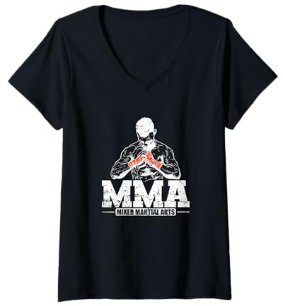 Damen Beherrschung der Techniken MMA Mixed Martial Arts T-Shirt mit V-Ausschnitt