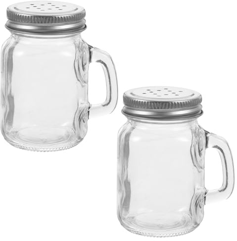 DONFAMDS Contenitori per Spezie 2 Pezzi 120ml in Vetro e Alluminio | Cucina, per Conservare Varie Spezie, Utili nella Preparazione, Facili da Mantenere Organizzati