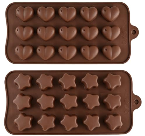 LUDHEP 2 Piezas Moldes Gominolas Silicona Reutilizable, Moldes Bombones Silicona 3D Antiadherente Molde de Chocolate, para Chocolate Dulces Cubitos Hielo Gelatina Hacer Bombones, 21 x 10,5 cm
