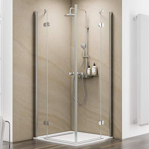 Schulte Duschkabine MasterClass Eckeinstieg, 90 x 90 cm, 6 mm Sicherheitsglas klar hell fixil beschichtet, chromoptik, ExpressPlus, EP702418 41 500 02 32 01