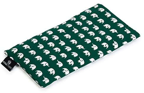 Yoga Studio Organic Elephant Eye Pillow - 23cm x 12/13cm, Organic Lavender & Linseed Scented Yoga Pillow for Tired Eyes, and Headaches (Green Elephant)