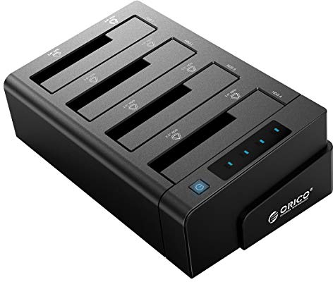 ORICO USB 3.0 zu SATA Offline Klon Festplatten Dockingstation, 4-Steckplatz Festplattengehäuse für 2,5 und 3,5 Zoll SATA HDD/SSD bis zu 4X 16TB mit 12V 6.5A Netzteil (6648US3-C)