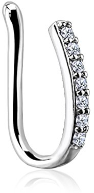 Autiga Nasenpiercing Nasenring Fake Piercing Zirkonia Kristalle Nasenclip Clip On Silber
