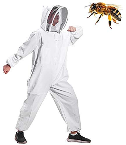 Moontay Imkeranzug Stichfest mit abnehmbarer und atmungsaktiver Kapuze, Vollschutz Imkeranzug mit Taschen und elastischen Bündchen für Imker, Professioneller Imkeranzug für Männer und Frauen, XXL