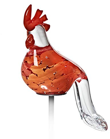 Gartenvogel Papagei Lori Glastier Gartendeko Glas Rot Orange 30 cm mit Stab