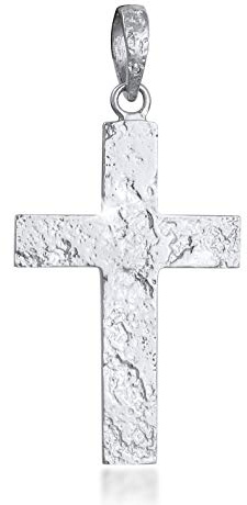 Kuzzoi Pendentif en forme de croix en argent sterling 925 massif pour colliers Pendentif en forme de croix fait à la main 54 mm de haut, taille unique, Argent, Pas de gemme