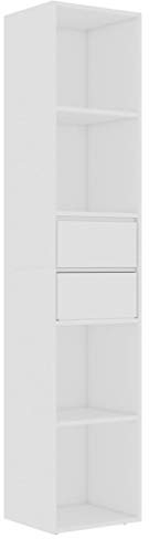 vidaXL Bücherregal mit 4 Regalböden 2 Schubladen Standregal Büroregal Wandregal Schrank Aktenregal Regal Weiß 36x30x171cm Holzwerkstoff