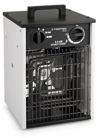 TROTEC Elektro Heizlüfter TDS 20 – Heizleistung 1,65 kW / 3,3 kW – Bauheizer Luftmenge 335 m³/h – Heizgebläse