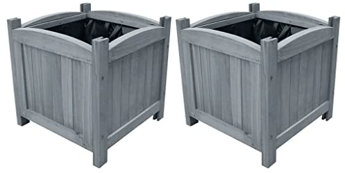 vidaXL Camas Elevadas de Jardín 2 Piezas Macetero Arriate Elevado Planta Caja de Flores Patio Terraza Decoración Madera Maciza de Abeto