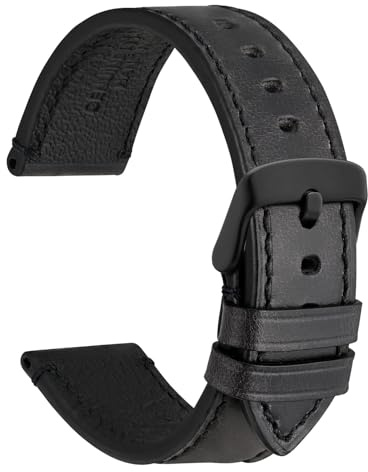 WOCCI Uhrenarmband für Business Uhren, Pull Up Leder, Edelstahl Schnalle, Bandbreite 18mm 20mm 22mm 24mm