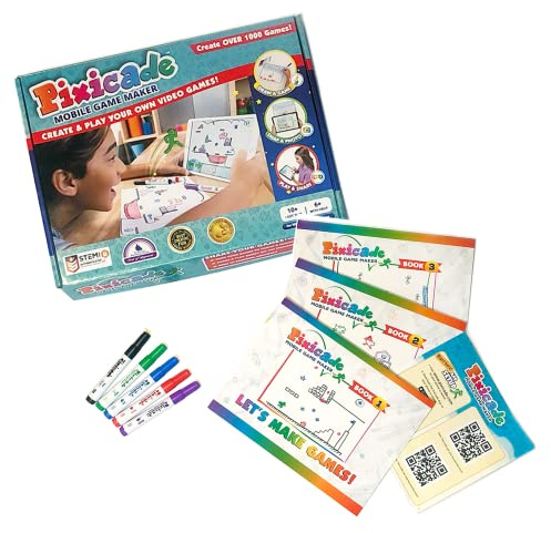 Pixicade Video Game Maker | STEM Kit to Create & Play Your Own Video Games | Educational Toy for Girls and Boys ages 6+ | Creative & Learning Fun | Draw Your Own Video Game & Bring it to Life