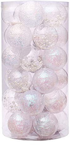 Bodhi2000 Christbaumkugeln, bruchsicher, auffällig, Kunststoff, 60 mm, Weiß, 24 Stück