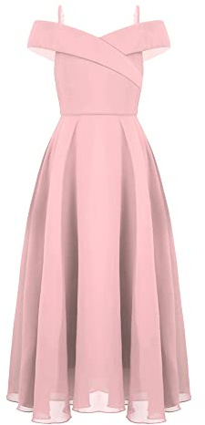 IEFIEL Enfant Robe Princesse Soirée Mariage Cérémonie Fille Bretelle Robe de Demoiselle d'honneur Fleur Hors Epaules Dénudées Corsage Taille Haute