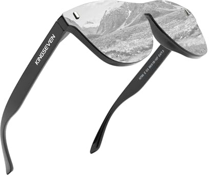 KINGSEVEN Polarisierte Sonnenbrille Männer Frauen Retro Outdoor Sport Golf Radfahren Angeln Wandern Verspiegelte Vollformatbrille 756 (Silver-de)