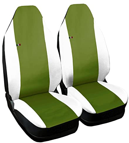 Auto Accessori Lupex | Autositzbezüge kompatibel mit Smart Fortwo 451 zweite Serie von 2007 bis 2015, Hellgrün Weiß, Made in Italy, 1 Paar Sitzbezüge aus Kunstleder und Polycotton