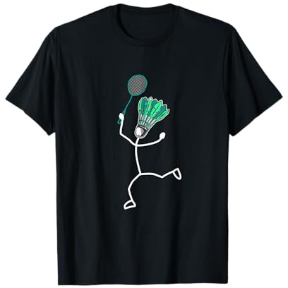 Badminton Set Designs für Männer Frauen & Kinder - Herren - Unisex-Erwachsene, Unisex-Kinder - Cartoon Badminton T-Shirt für Männer - Schwarz - Small