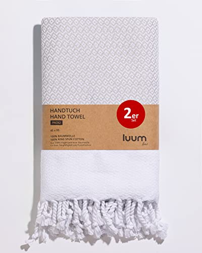 Luum® Juego de 2 toallas Hamam, juego de toallas deportivas, juego de toallas turcas, juego de toallas para el pelo, 100% algodón hilado en anillo, secado rápido, sin pelusas, 45x95, set de regalo