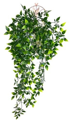 HAOSHICS Piante artificiali da appendere, 86,4 cm, edera finta, foglie di edera per parete, casa, camera, patio, interni ed esterni, mensola per casa, ufficio, decorazione (L)