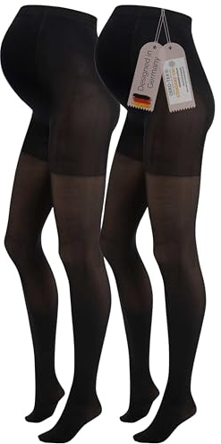 Herzmutter Collant Premaman 50DEN - OEKO TEX 100 - Calze maternita - Gravidanza - Semi Coprenti e Comode - Calze Premaman - Beige Nero Opaco - 1800 (L/XL, Nero, 2x)