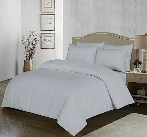 Set di biancheria da letto con copripiumino e federe, 100% cotone egiziano a 200 fili, tinta unita, set copripiumino con federe in omaggio, non necessita di stiro, facile da curare, misure super king