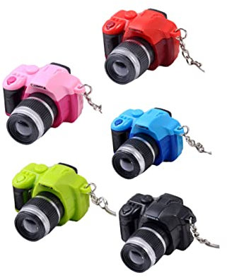 Milisten 5pcs Led Camera Shape Keychain Mini Accessories with Glowing Led Light Mixed Colors Unique Hanging Keychains for Personal Style and Decorative Use