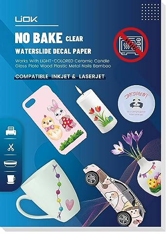 Wasserschiebefolie für Tintenstrahldrucker & Laserdrucker, Transparent Wasserschiebefolie Kerzen Wassertransferdruck Folie, 15 X A4 DIY Druckbar Kerzentattoos Transferpapier für Helle Farbe Tassen