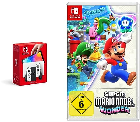 Nintendo Switch-Konsole (OLED-Modell) Weiß + Super Mario Bros. Wonder Switch